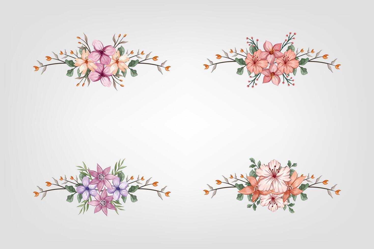 The Blooms Greenery Floral Foliage Ornament Corner Text Separator adds elegant framing text in invitations, cards vector
