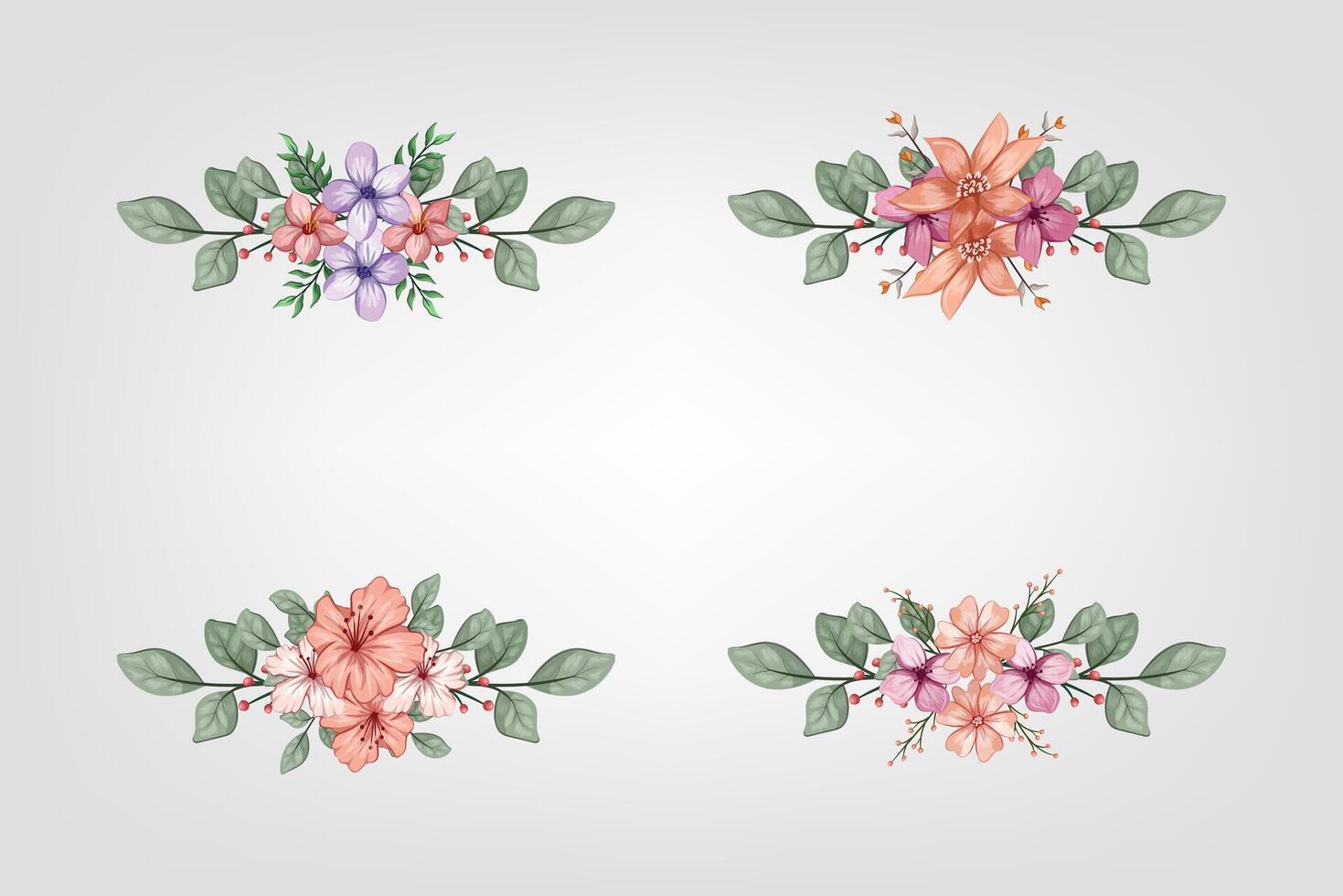 The Blooms Greenery Floral Foliage Ornament Corner Text Separator adds elegant framing text in invitations, cards vector