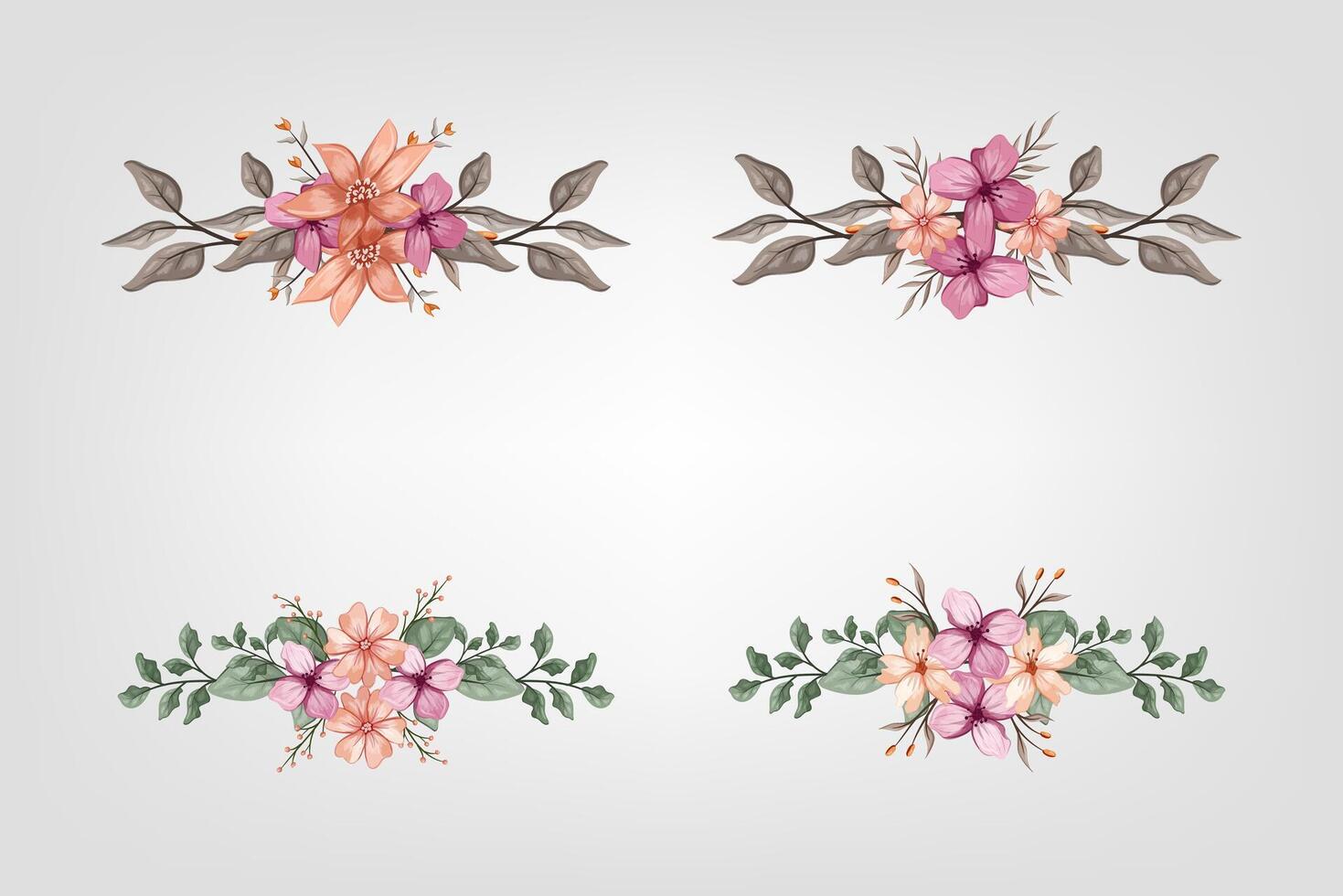 The Blooms Greenery Floral Foliage Ornament Corner Text Separator adds elegant framing text in invitations, cards vector