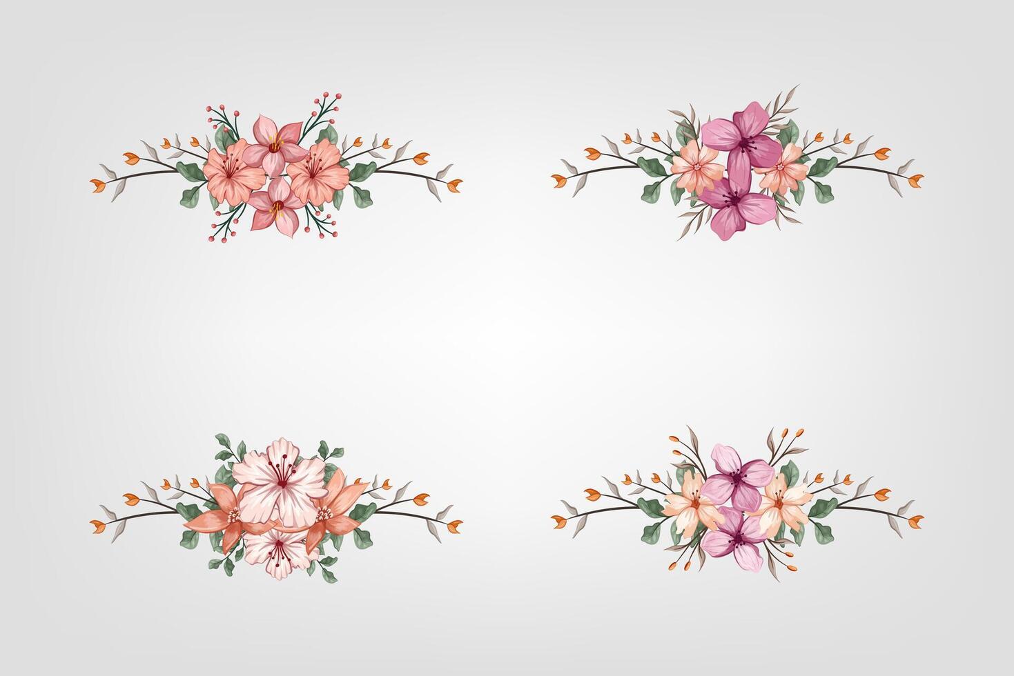The Blooms Greenery Floral Foliage Ornament Corner Text Separator adds elegant framing text in invitations, cards vector