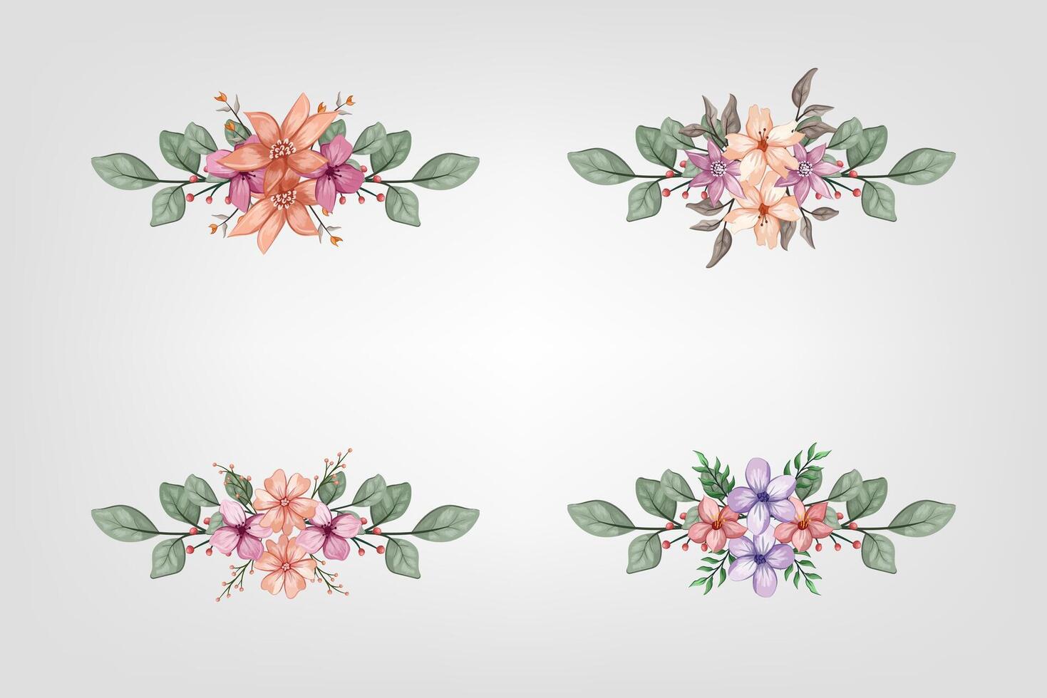 The Blooms Greenery Floral Foliage Ornament Corner Text Separator adds elegant framing text in invitations, cards vector