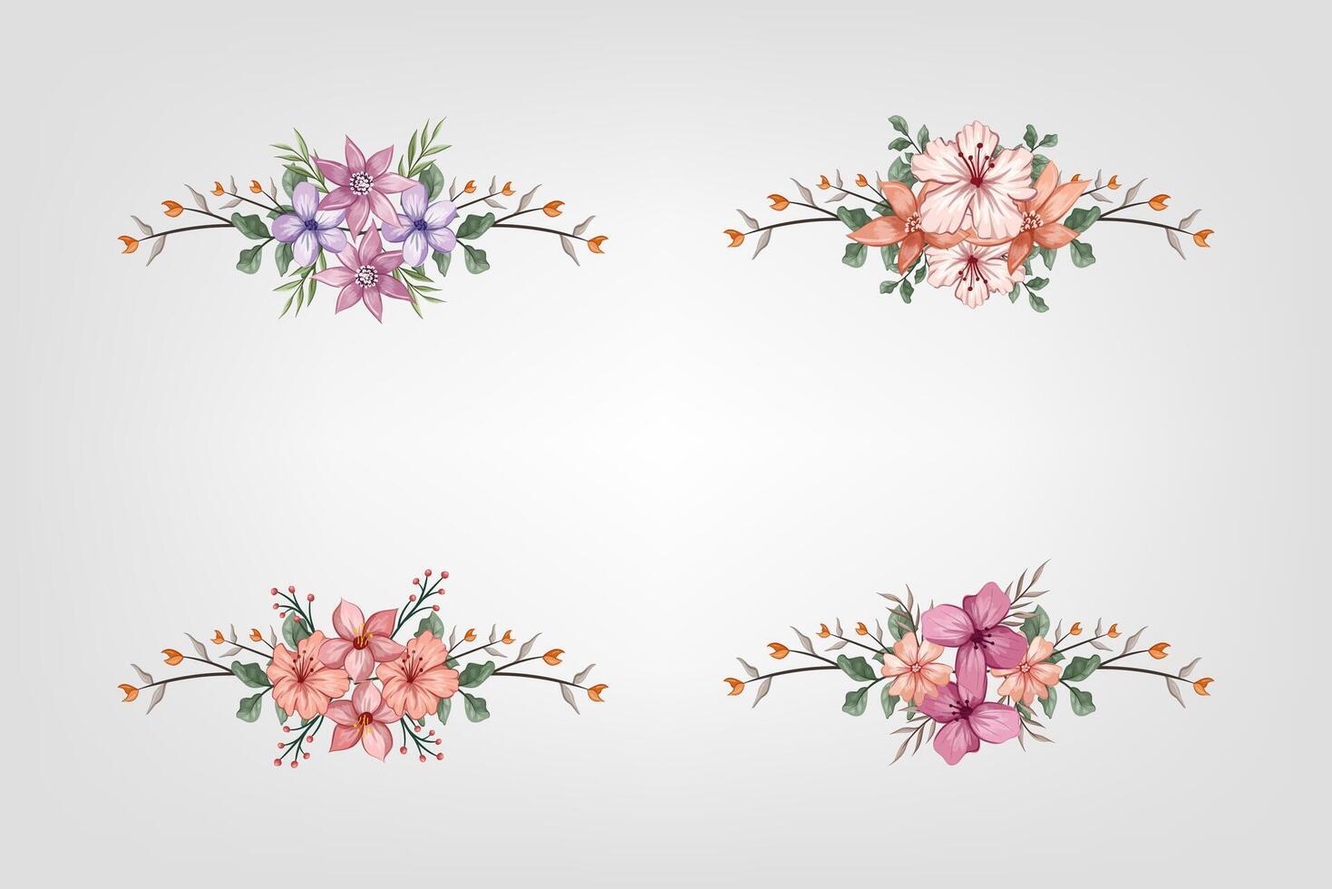 The Blooms Greenery Floral Foliage Ornament Corner Text Separator adds elegant framing text in invitations, cards vector