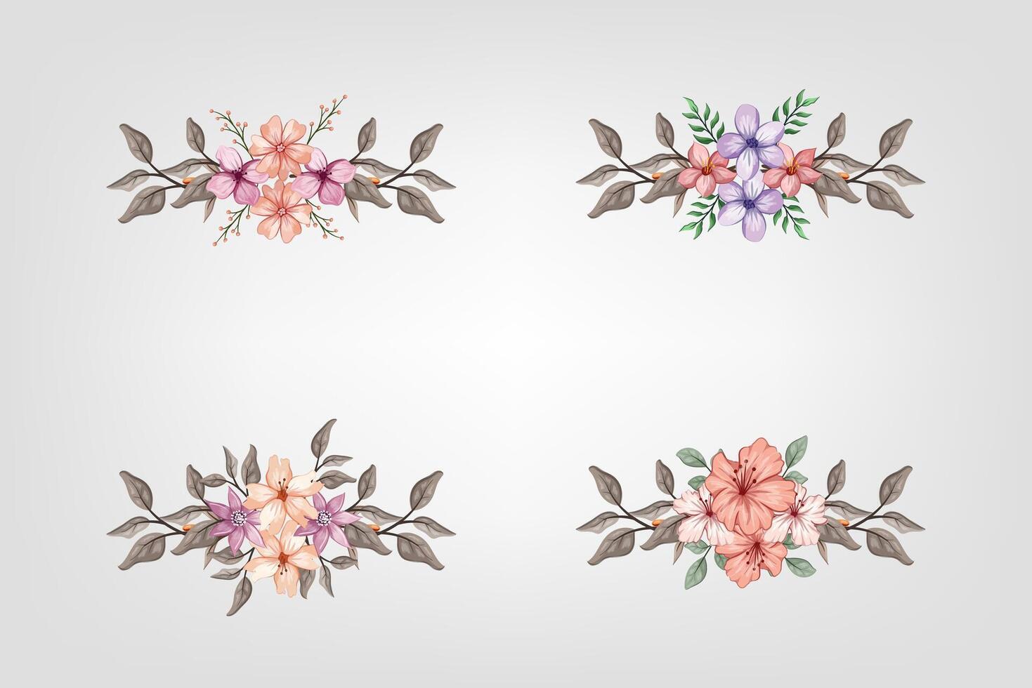 The Blooms Greenery Floral Foliage Ornament Corner Text Separator adds elegant framing text in invitations, cards vector