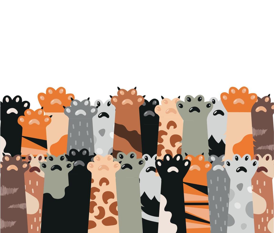 Background of cat paws vector