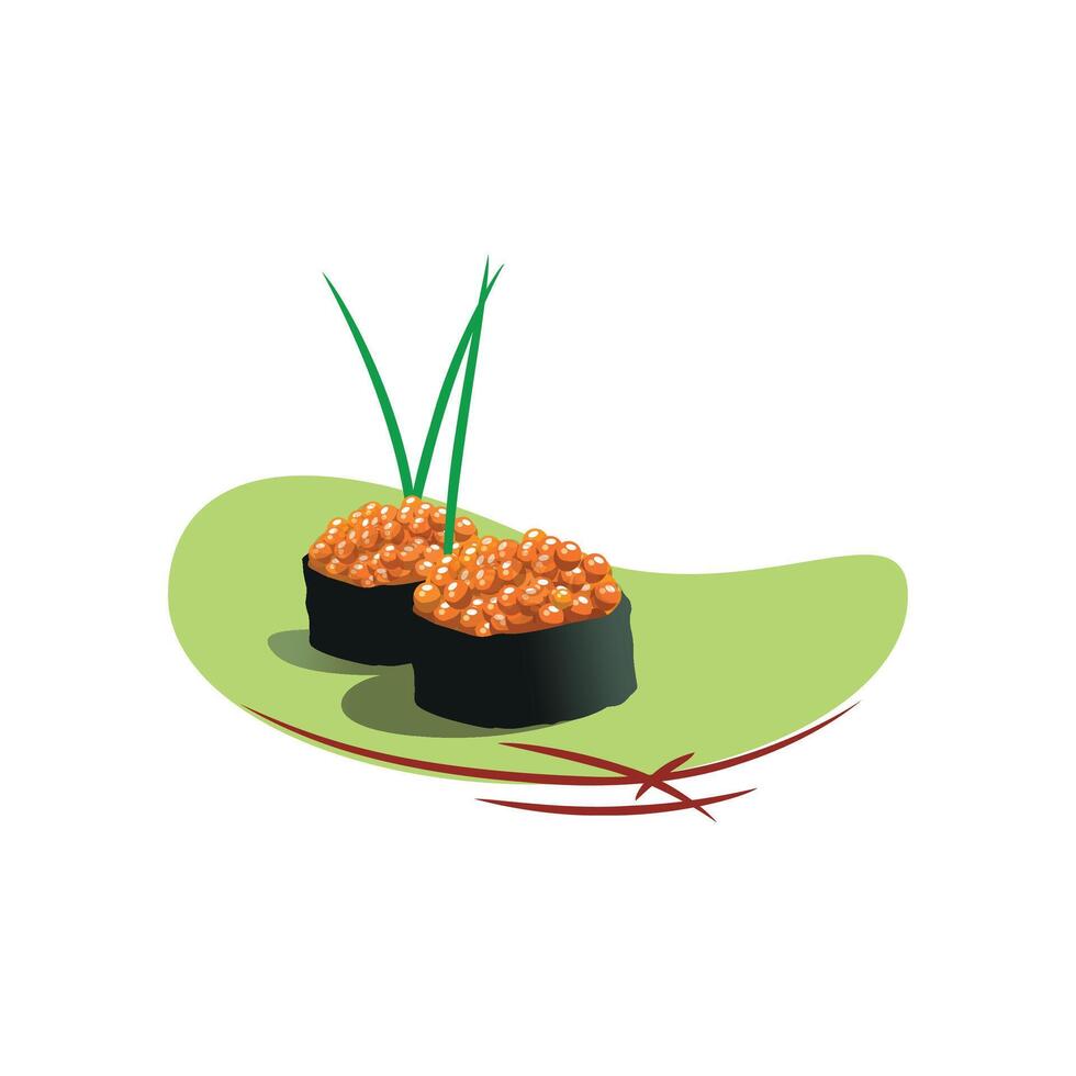 Asian Food Dyshes. Japanese Seafood Rolls vector