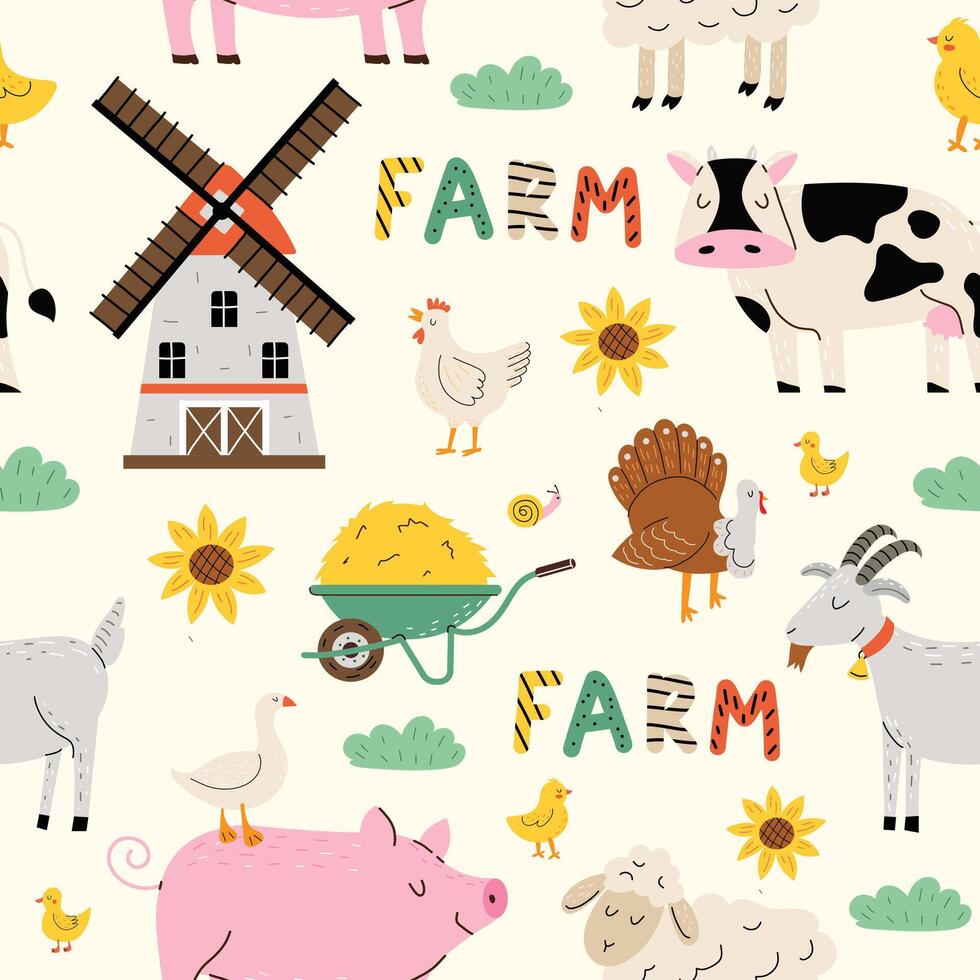 seamless-pattern-with-farm-animals-farm-children-s-cute-print-cow-pig-goat-goose-goose-illustration-in-flat-style-design-for-print-fabric-textile-wallpaper-wrapping-45919795-vector-art-at-vecteezy
