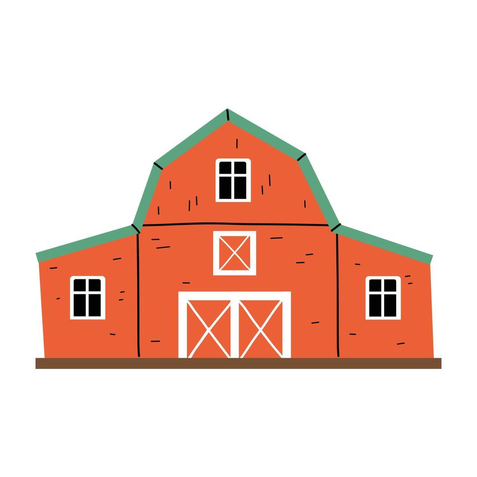 Barn. Red barn. Farm element. illustration in flat style. White isolated background. vector