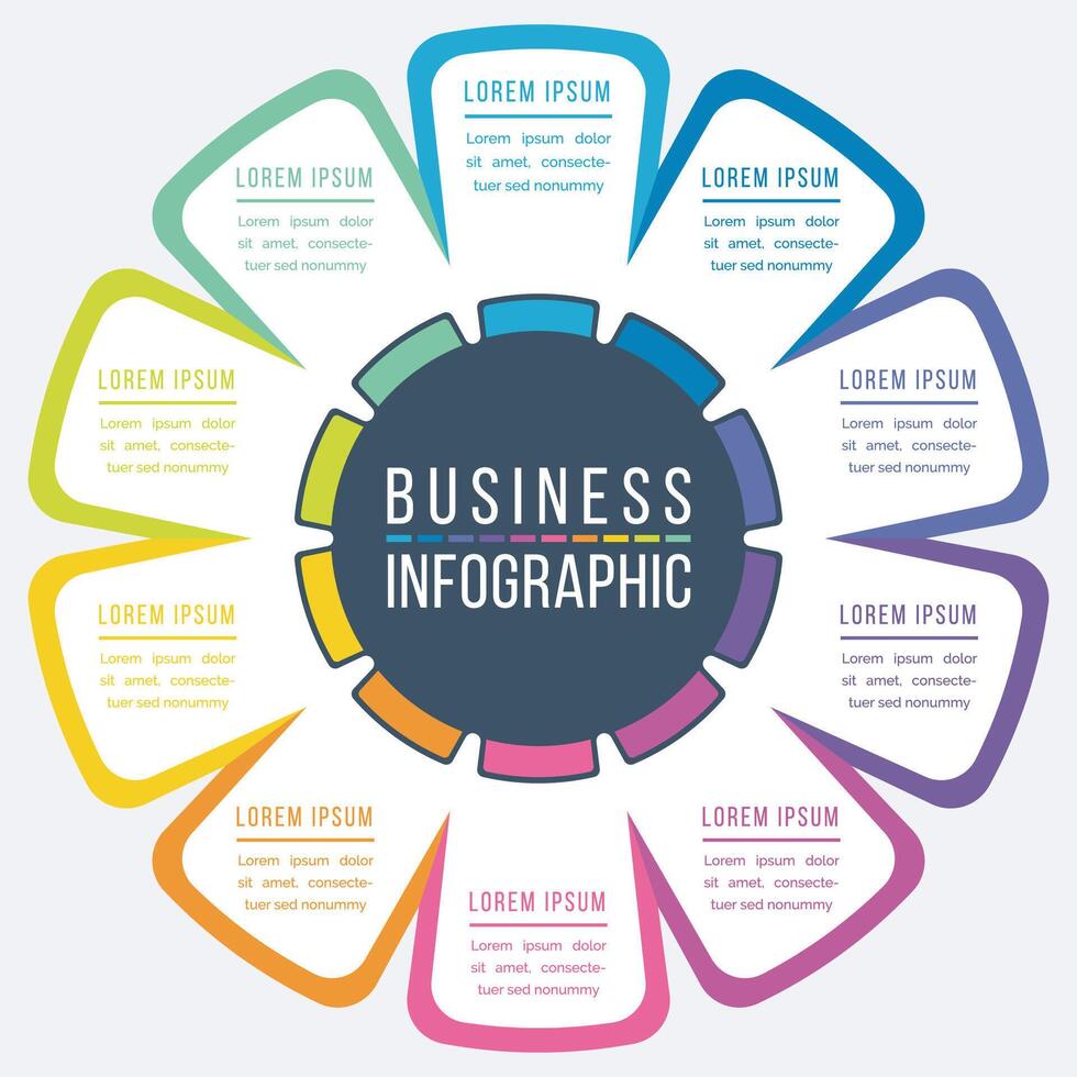 Business Infographic design 10 Steps, objects, elements or options business information template vector