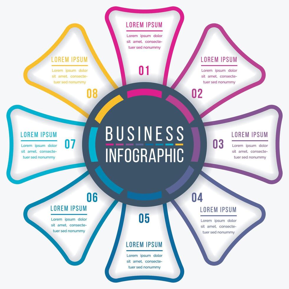 Circle Infographic design 8 Steps, objects, elements or options business information template vector