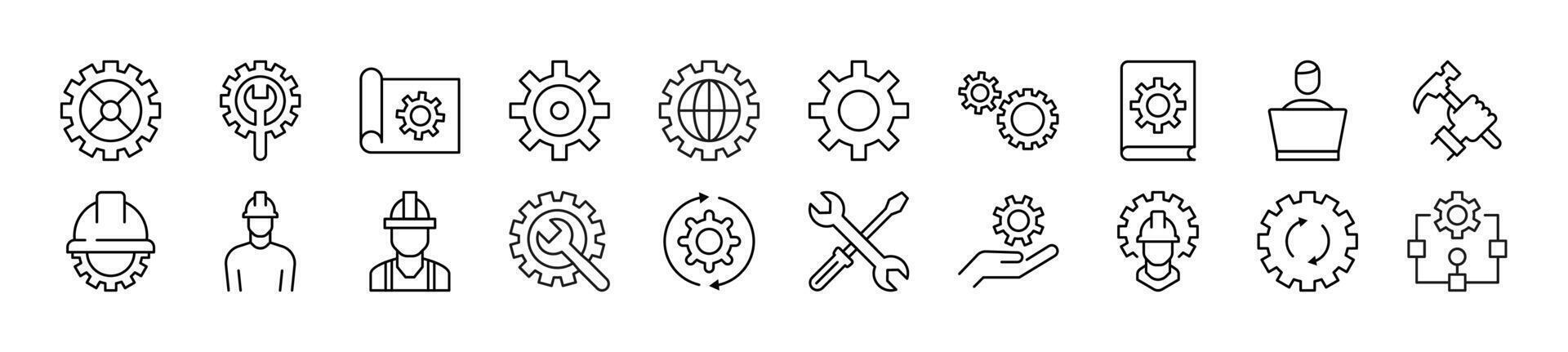 Collection of thin line icons of building. Editable stroke. Simple linear illustration for web sites, newspapers, articles book vector