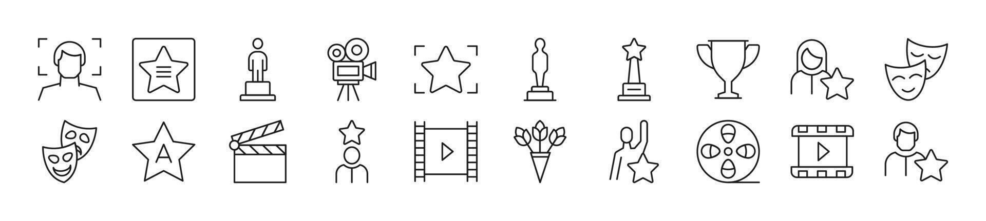 Pack of linear symbols of actor. Editable stroke. Linear symbol for web sites, newspapers, articles book vector