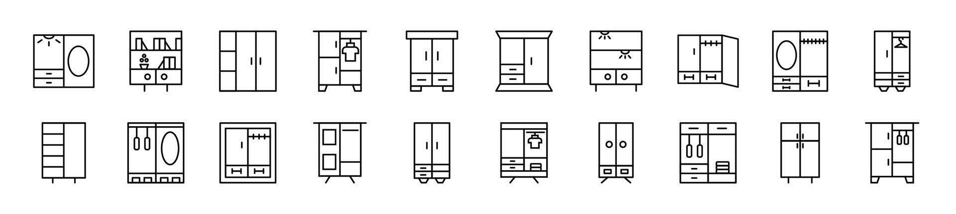 Bundle of linear symbols of furniture. Editable stroke. Linear symbol for web sites, newspapers, articles book vector