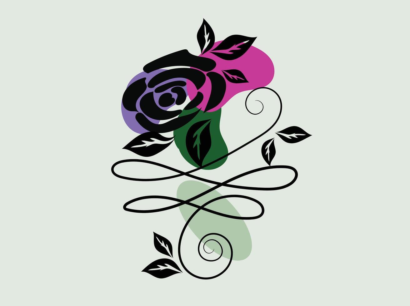 hand drawn flat design simple flower outline vector