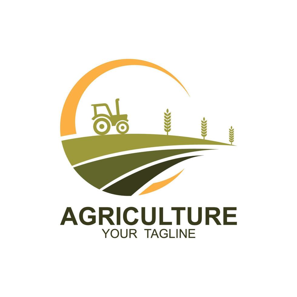 agriculture logo, farm land logo design template design vector