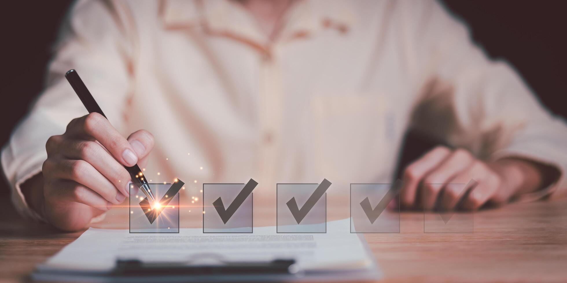 concept of auditing and evaluating quality and efficiency of personnel ,business document evaluation process ,inspection of business finance tax documents ,Data analysis reports growth results photo