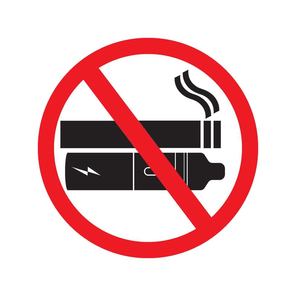no smoking, including e-cigarettes icon vector