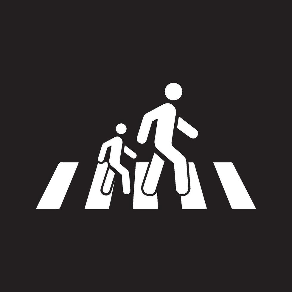 Human road crossing line icon vector