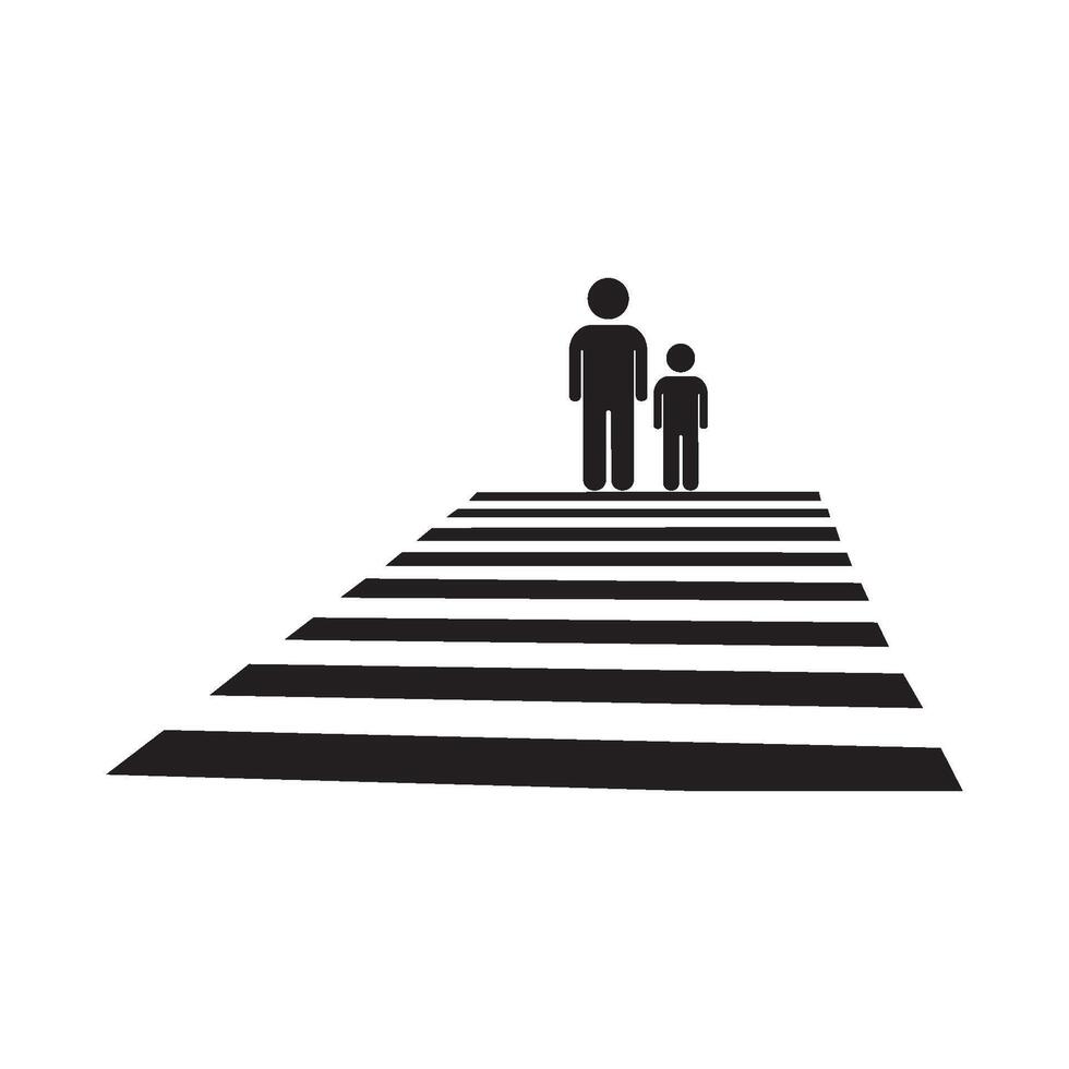 Human road crossing line icon vector