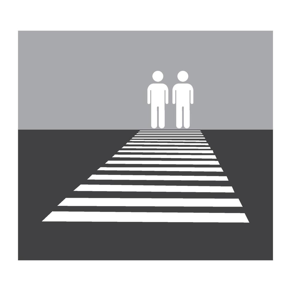 Human road crossing line icon vector