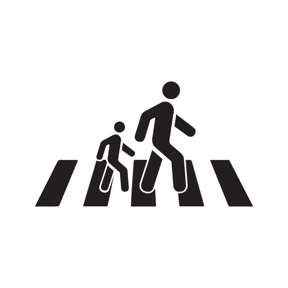 Human road crossing line icon vector
