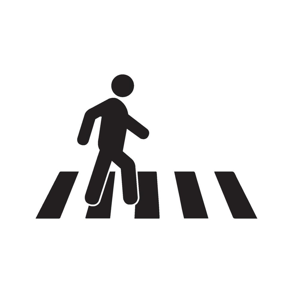 Human road crossing line icon vector