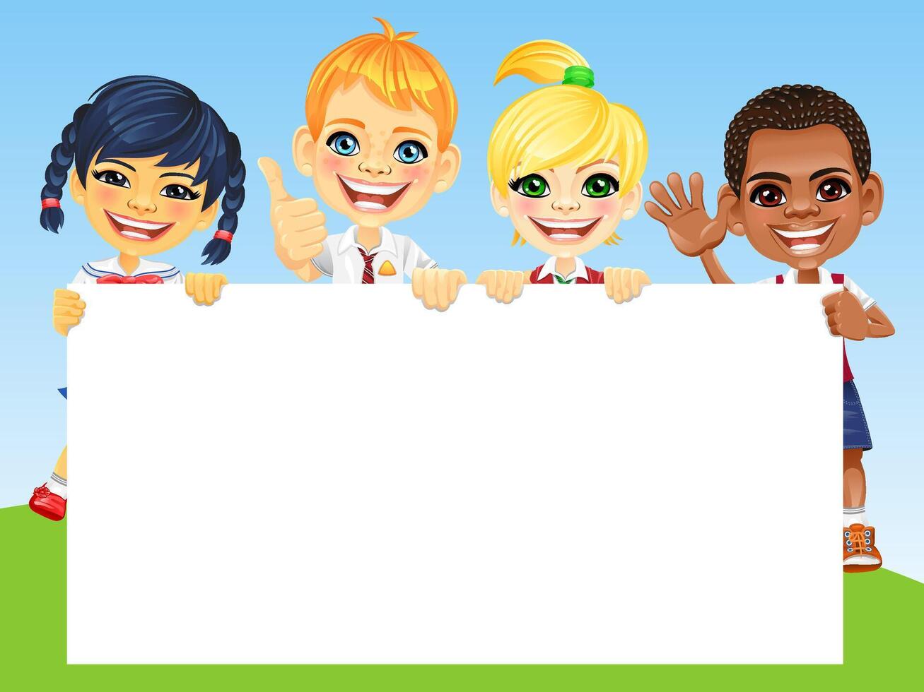 happy smile kids and banner vector