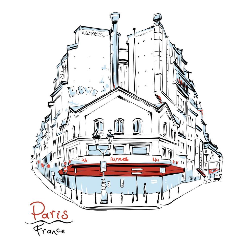 Typical Parisian house, France vector