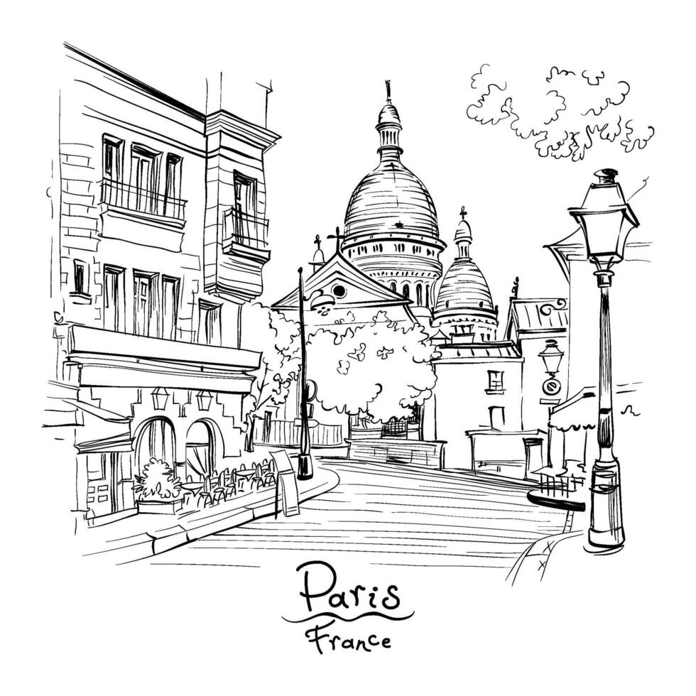 Montmartre in Paris, France vector