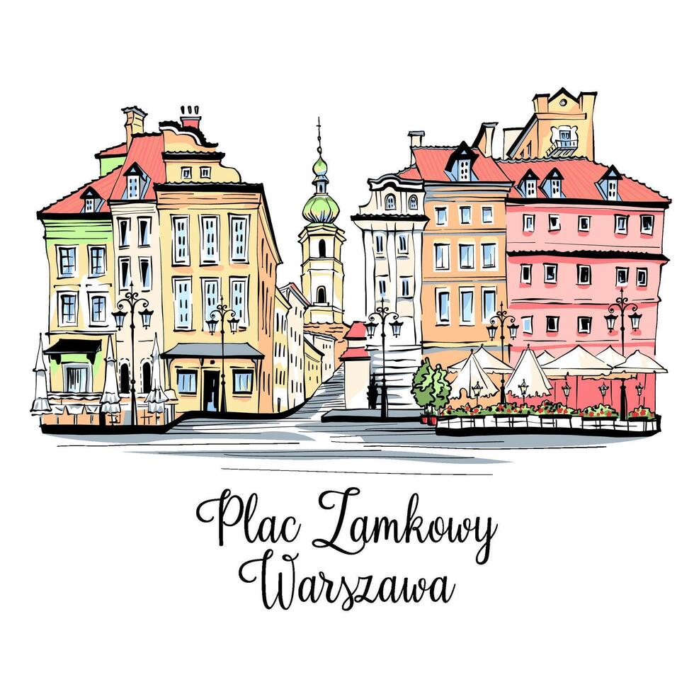 Castle Square in Warsaw, Poland vector