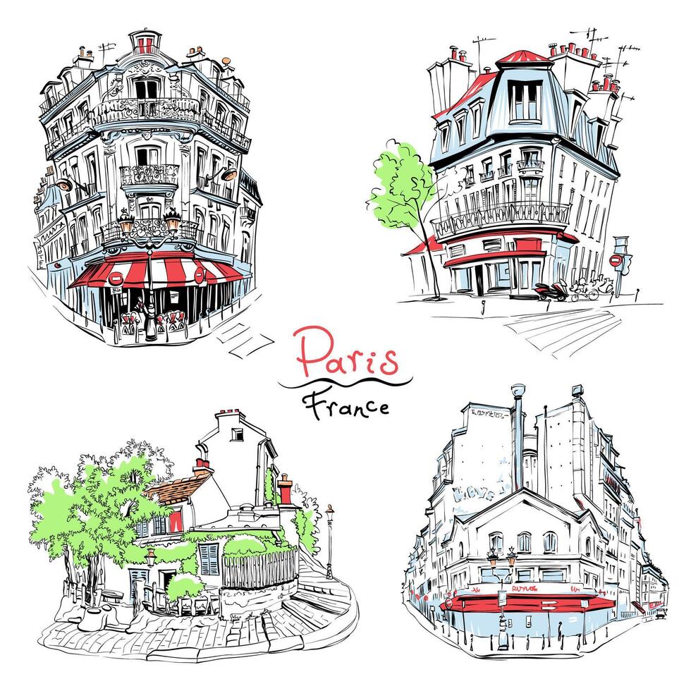 Typical Parisian housees, France vector