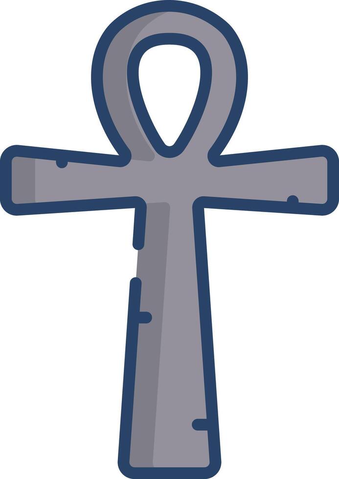 Ankh cross linear color illustration vector