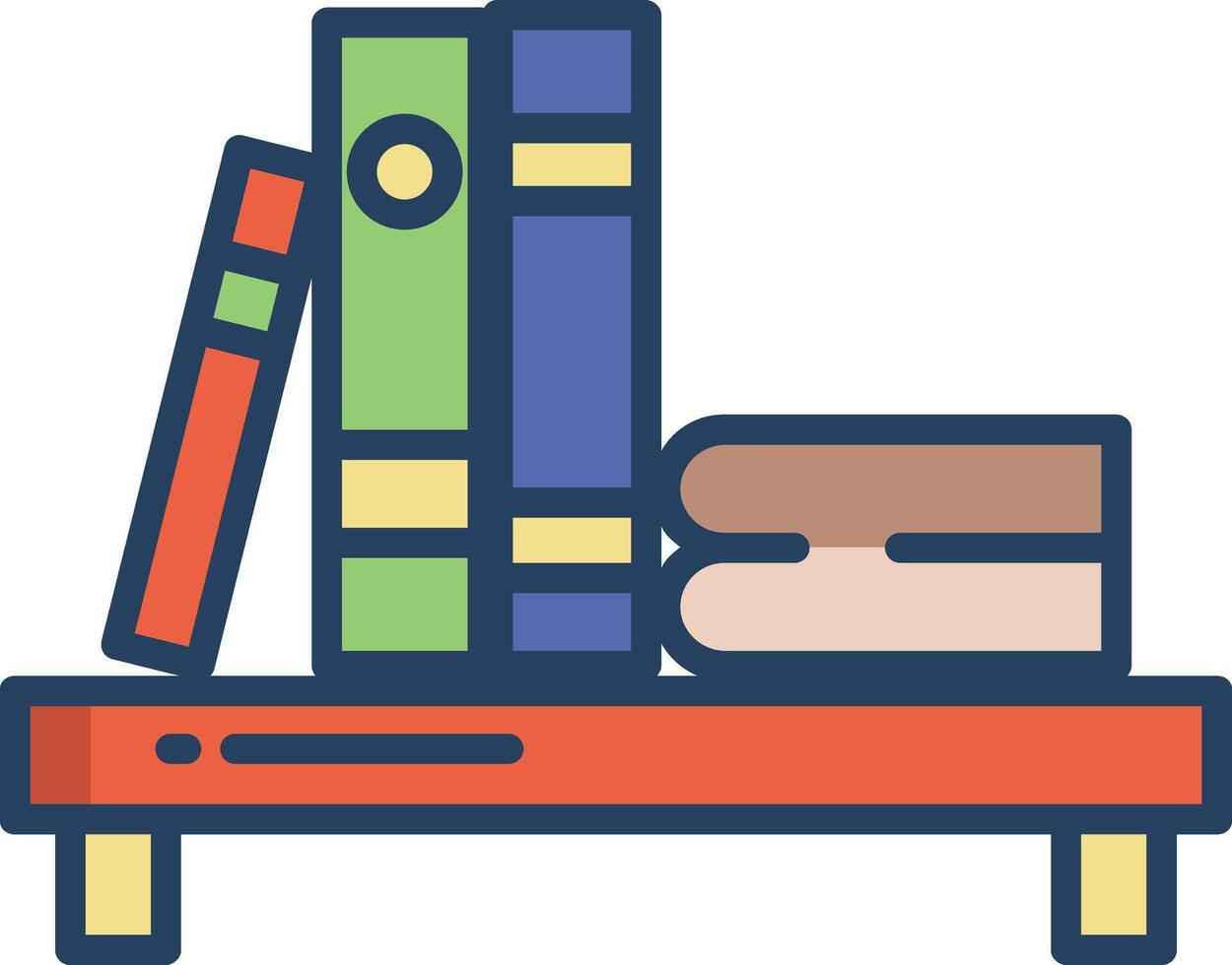 Bookshelf linear color illustration vector