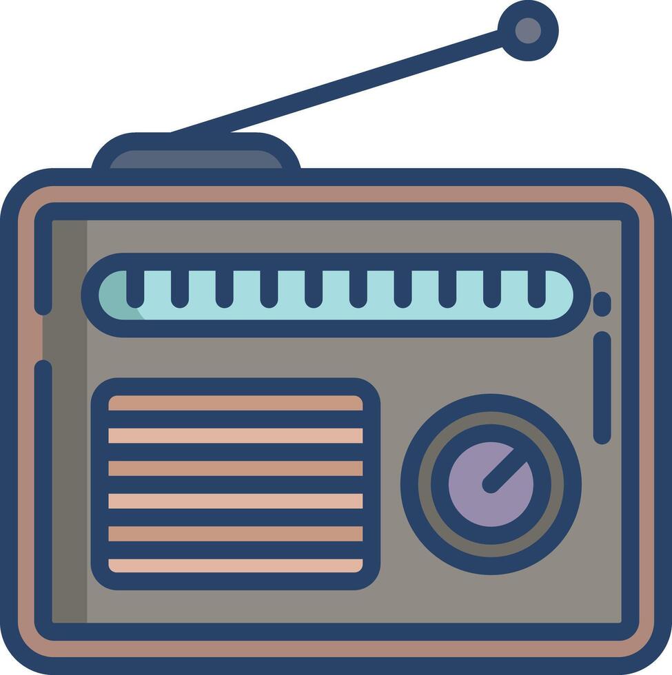 Radio linear color illustrations vector