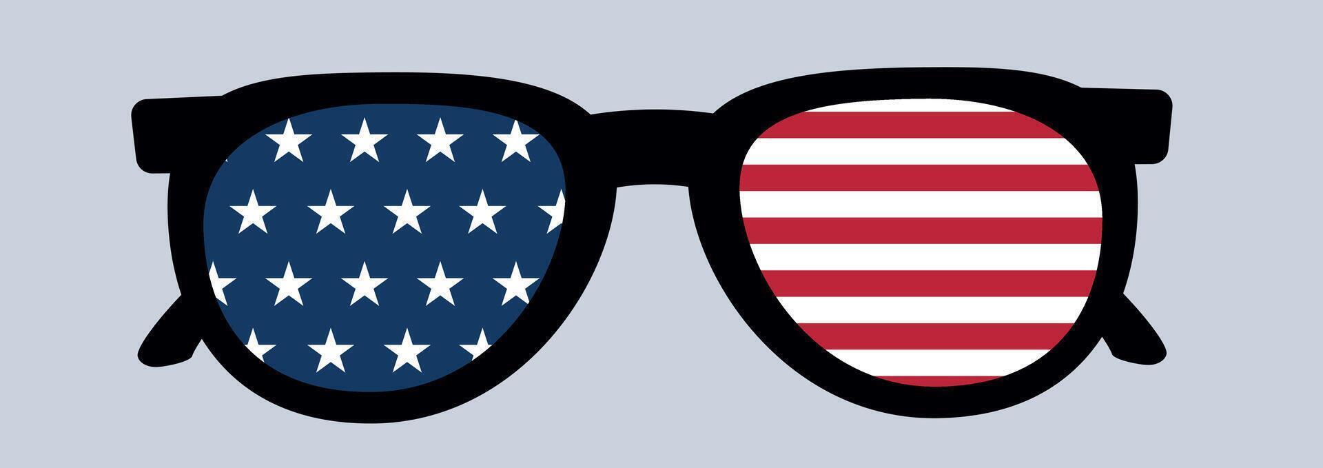 Patriotic sunglasses with american flag Happy 4 th July and Independence Day. Fourth of July Independence Day America. vector