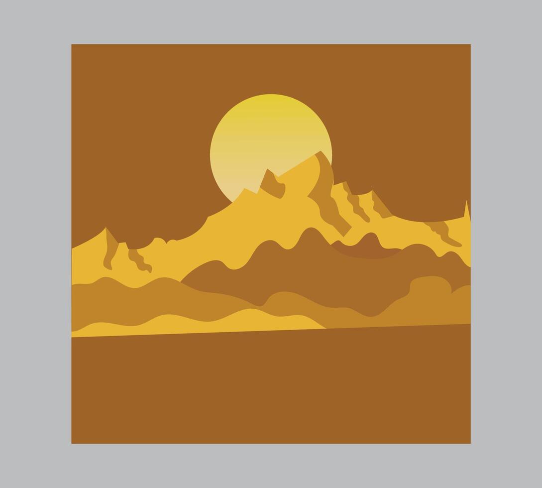 a mountain scene with the sun in the background vector