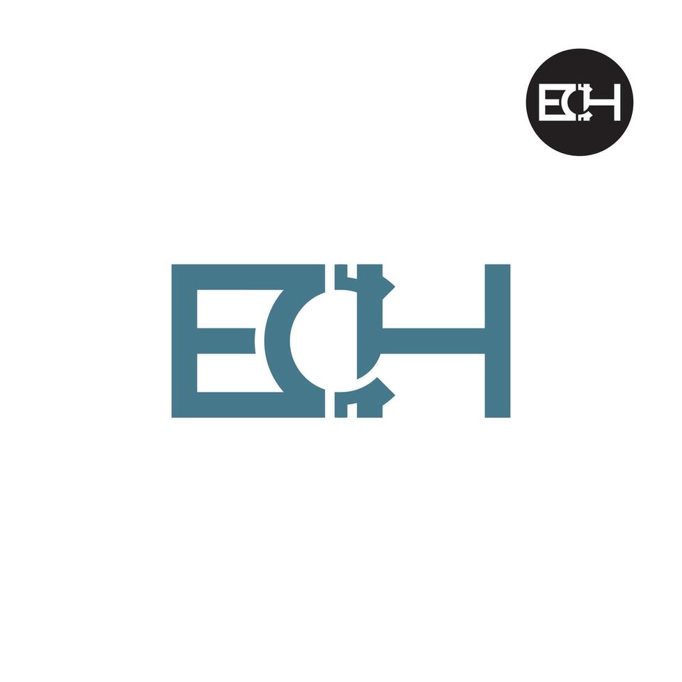 ech logo letra monograma diseño vector