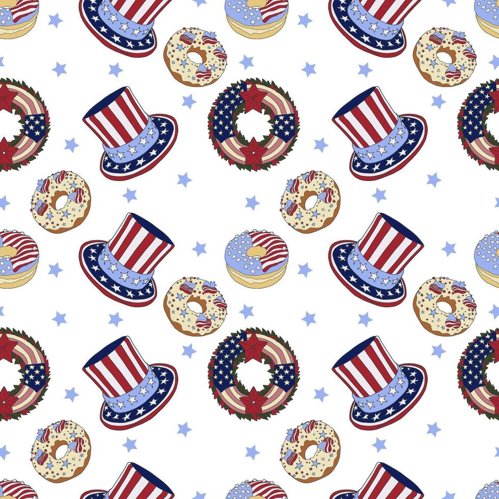 Happy independence day seamless pattern. vector