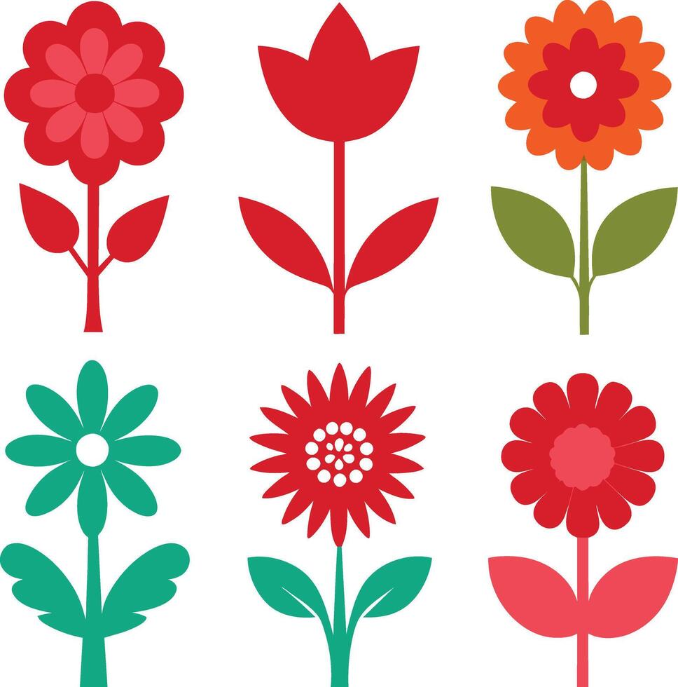 set of flowers vector