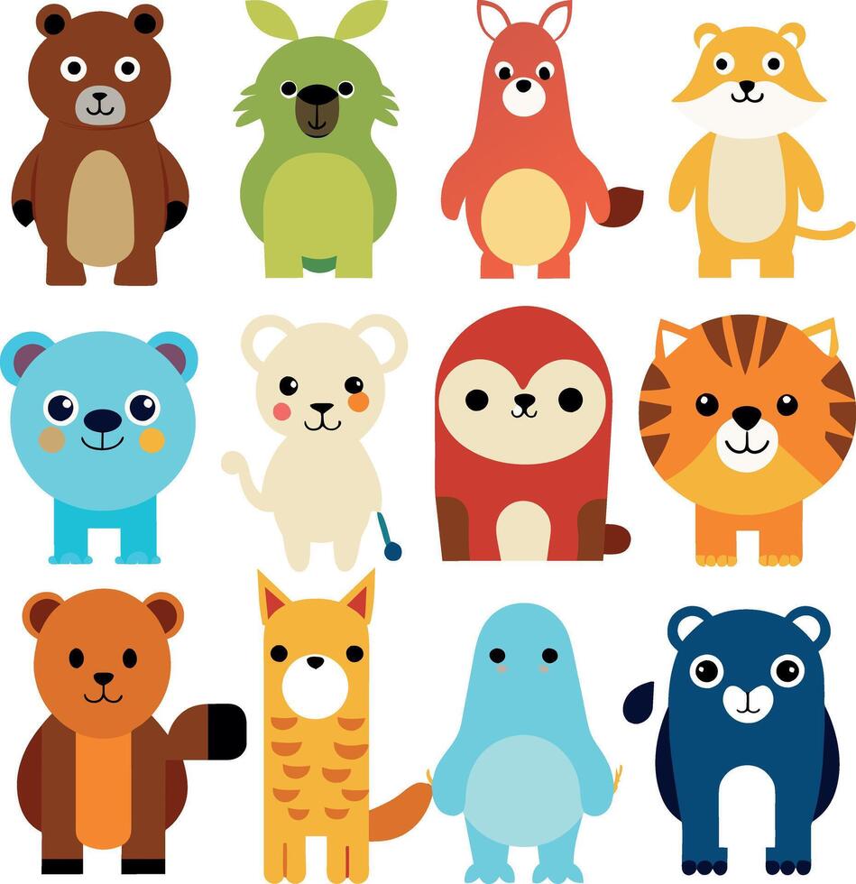 set of cartoon animals vector