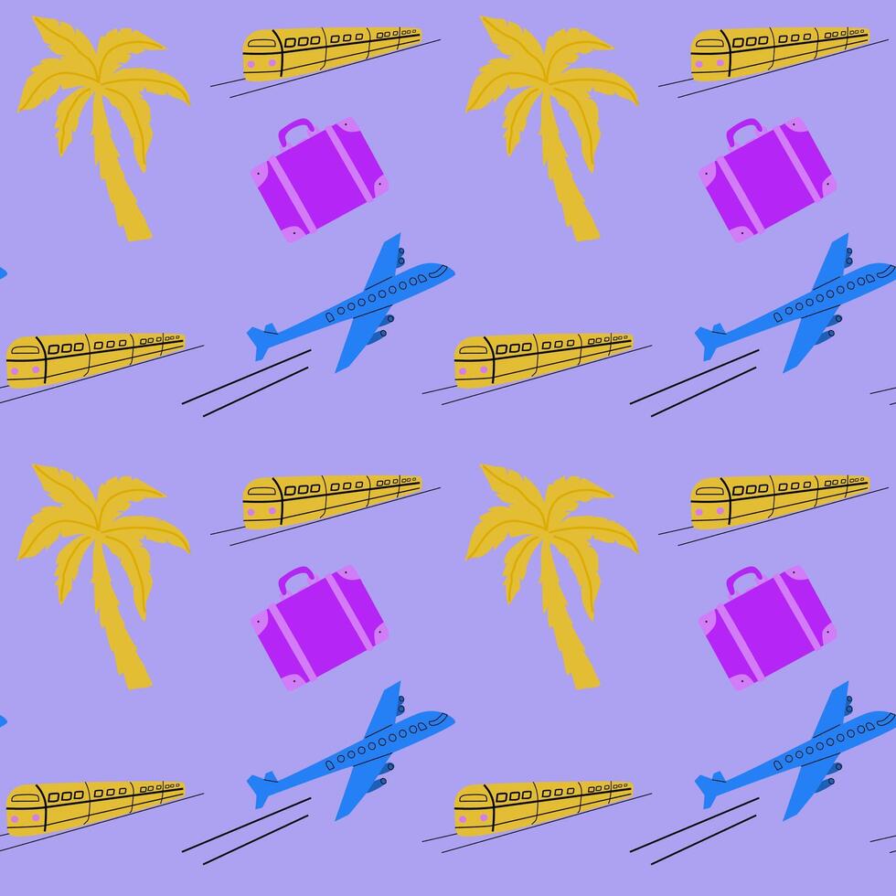Travel destinations summer seamless pattern. Can used for textile, cover design, posters. Modern flat style. vector