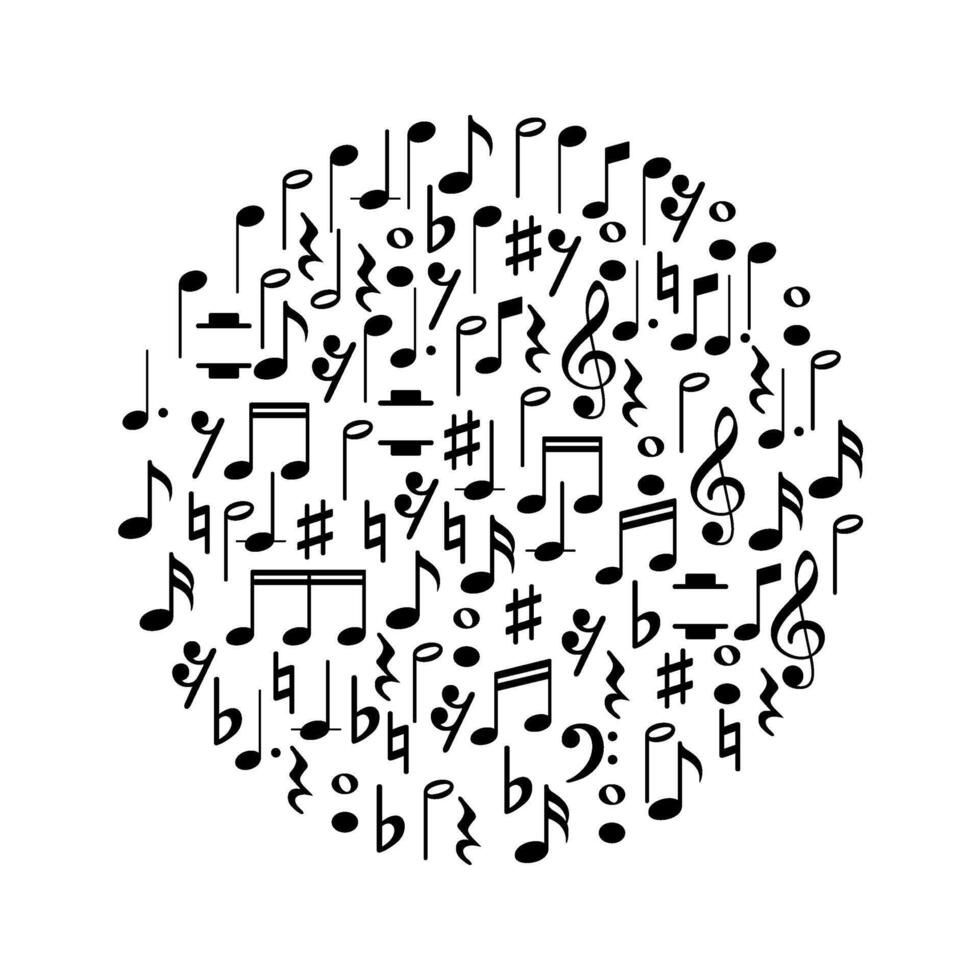 Circle Shape created from Musical Notation Sign or Musical Key Icon Symbol, can use for Logo Gram, Pictogram, Art Illustration, Decoration, Ornate, Background, Cover, Music Event Poster, etc. vector