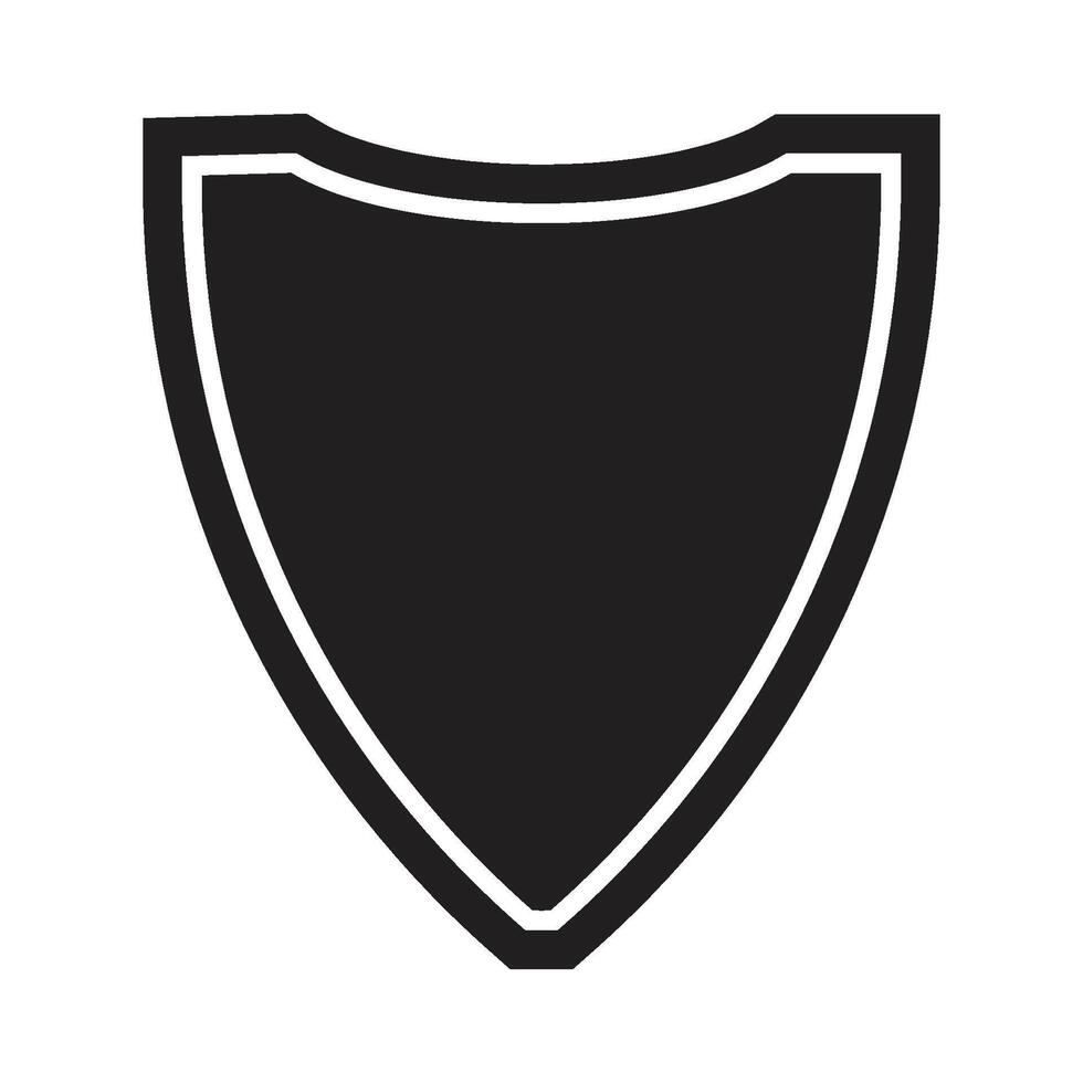 black shield icon element with a line frame vector
