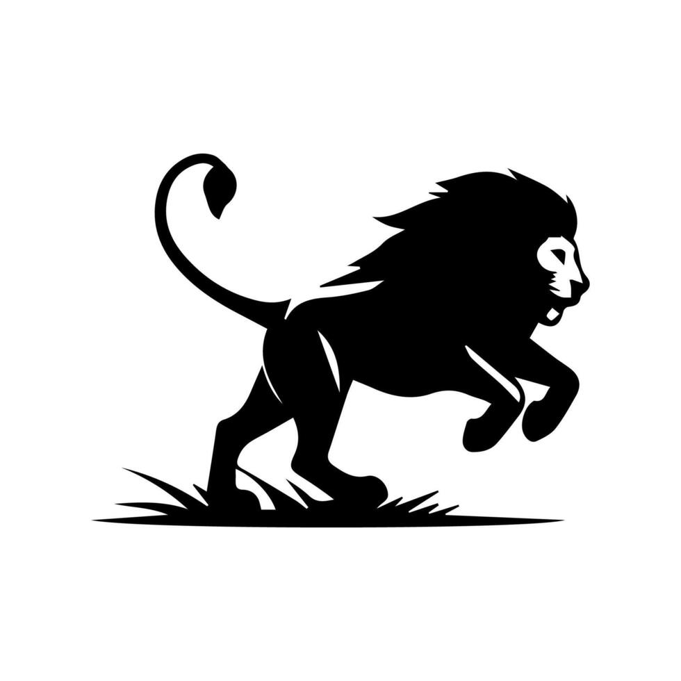 the lion logo runs black and white vector
