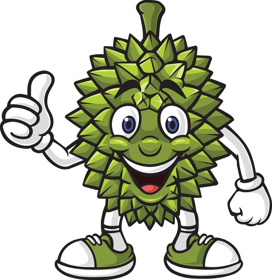 Cartoon durian character giving a thumbs up vector