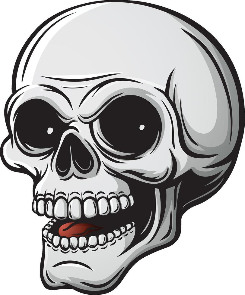 Cartoon illustration of happy human skull vector
