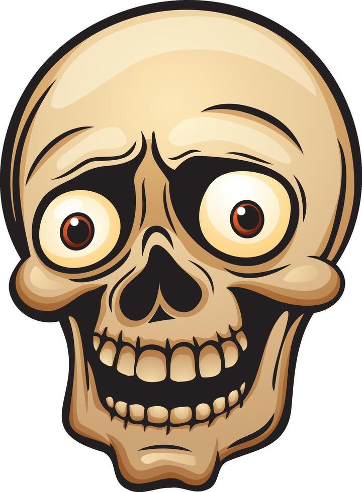 Cartoon illustration of happy human skull vector