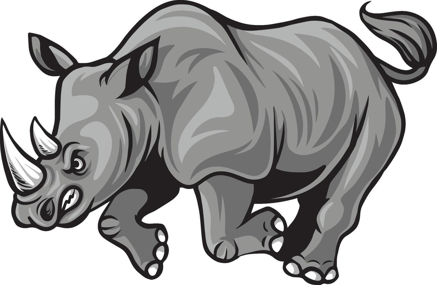 Angry attacking rhino cartoon character vector