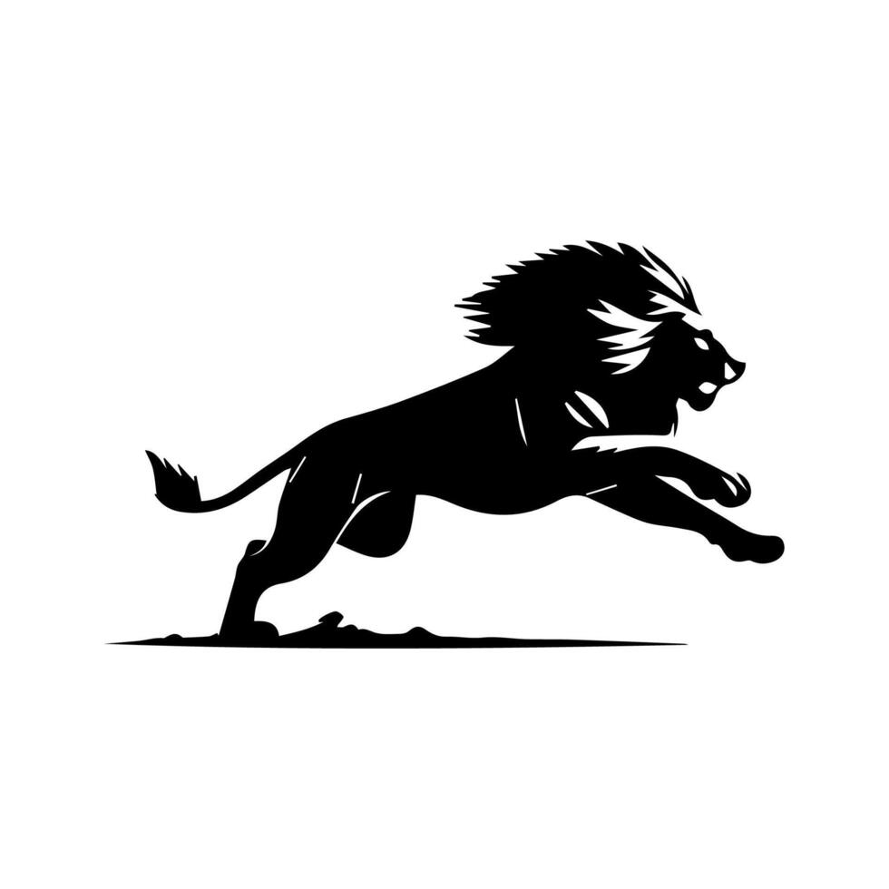 the lion logo runs black and white vector