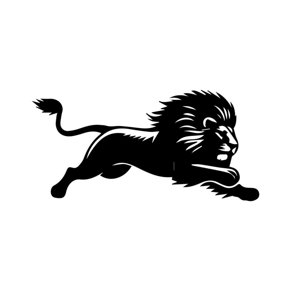 the lion logo runs black and white vector