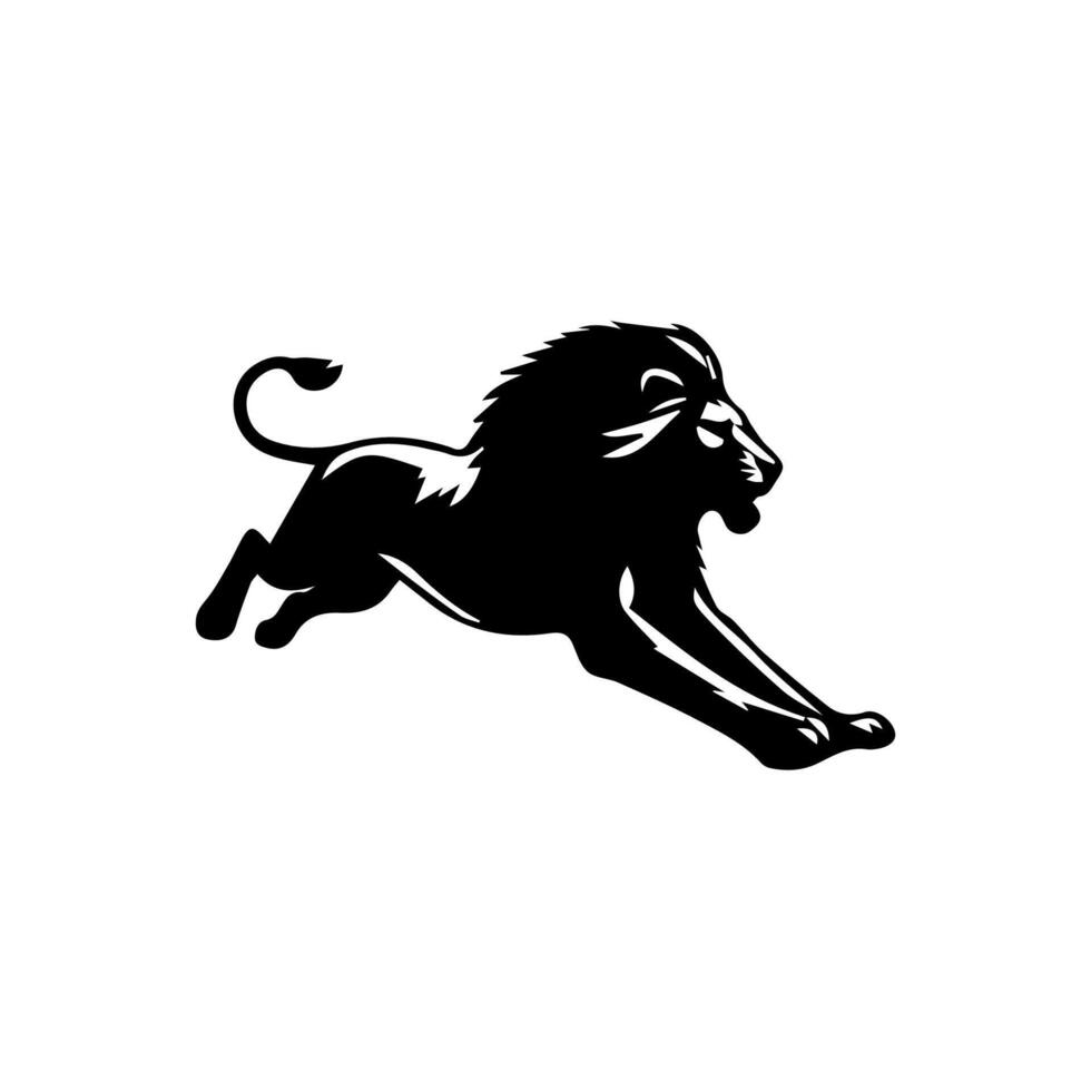 the lion logo runs black and white vector